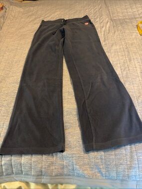 Ariat Black Fleece Wide-Leg Joggers with Pink Heart